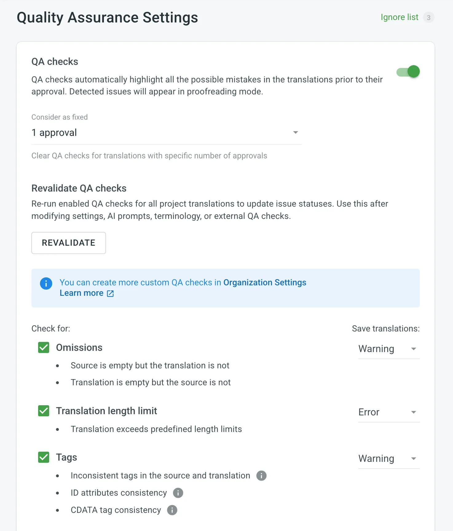 QA prüft Settings